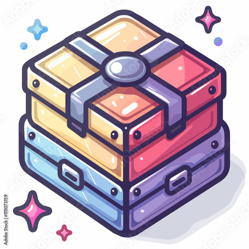 Treasure chest. Isolated vector illustration in cartoon style on white background.