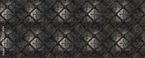 seamless pattern of Dark gray black metal ornate cross pattern texture background gothic medieval style mystery elegance 
