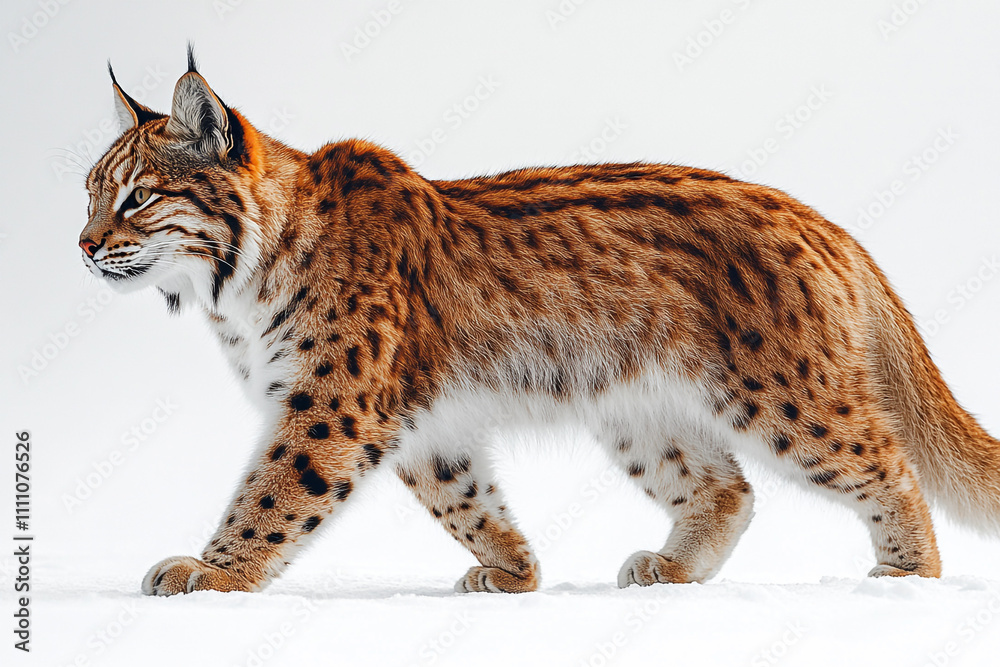 Eurasian Lynx Walking Through Winter Snow Eurasian Lynx Walking Through Winter Snow