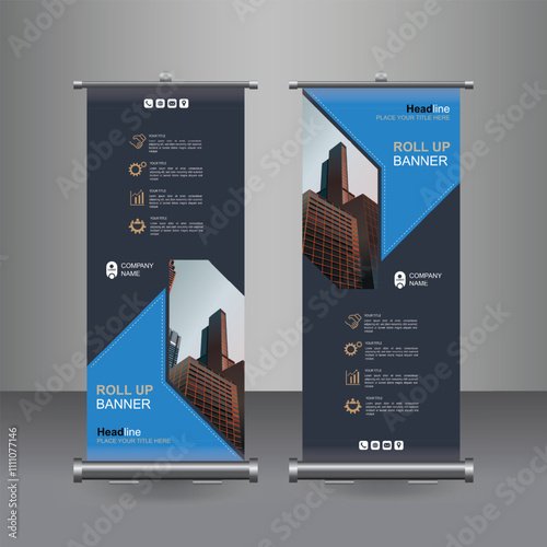 Vertical Business Roll Up  Banner Design, Signboard Advertising Brochure Flyer Template Vector X-banner and Street Business Flag of Convenience, Layout Background.

