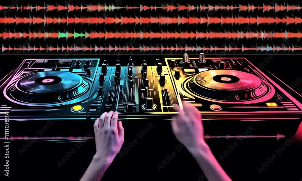 DJ Mixer Colorful Nightclub Vibes