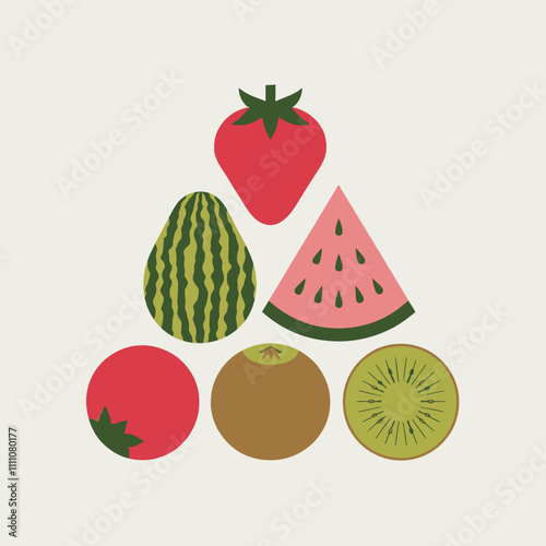 Minimalistic Flat Food Illustrations Perfect for Posters, Labels, and Backgrounds