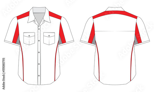 Short sleeve work shirt mockup front and back view