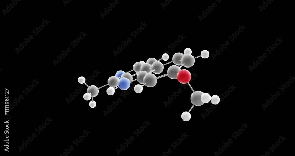 Harmine molecule, rotating 3D model of beta-carboline, looped video on a black background Harmine molecule, rotating 3D model of beta-carboline, looped video on a black background