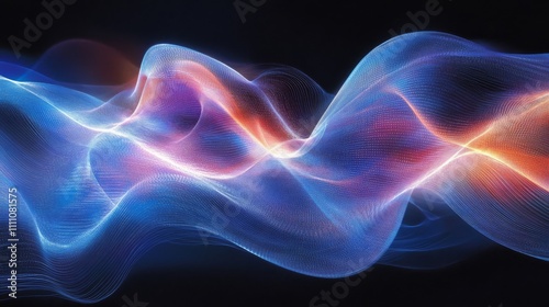 Abstract Wavy Form with Blue, Pink, and Orange Hues