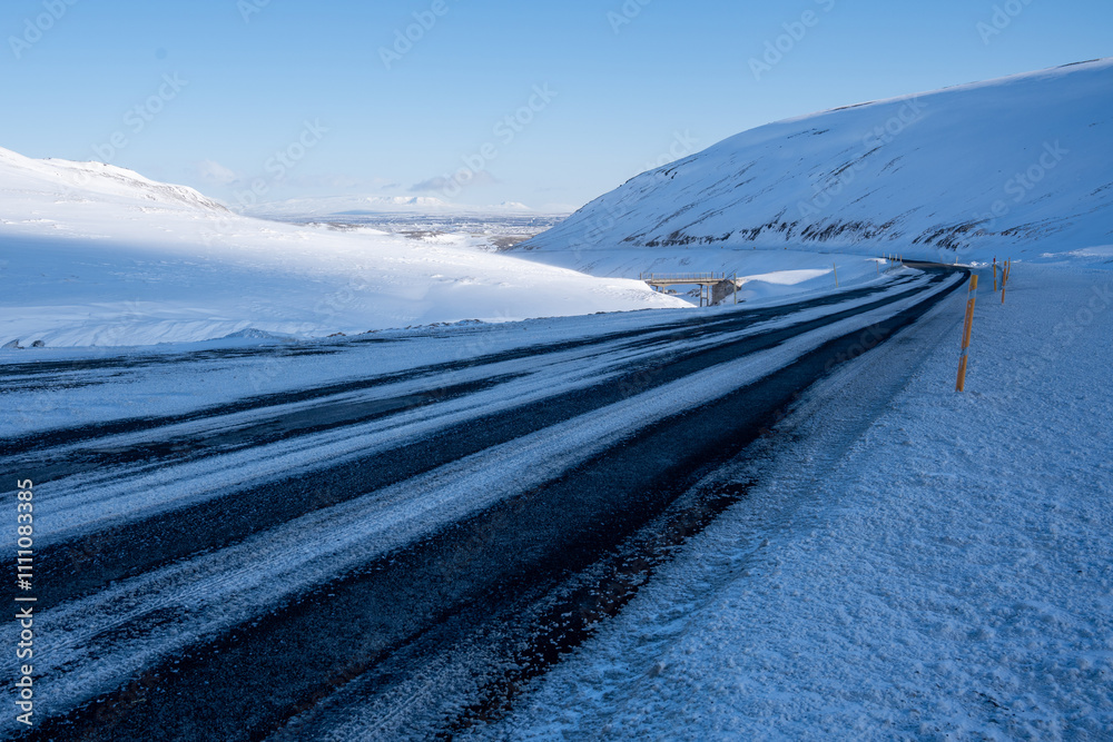 Snowy Mountain Road in Winter