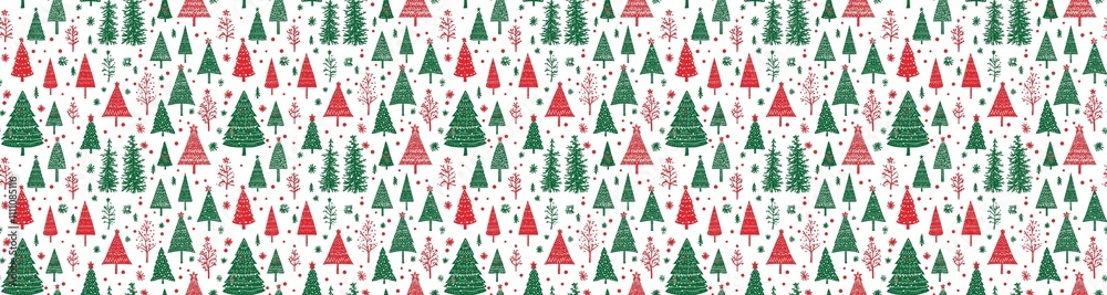 seamless pattern of Christmas festive red green trees winter holiday pattern design seamless pattern of Christmas festive red green trees winter holiday pattern design