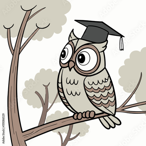 Owl wearing a graduation cap.