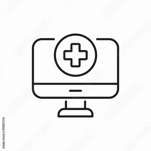 medical hospitals pc icon sign vector