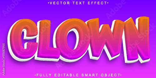 Cartoon Purple Clown Vector Fully Editable Smart Object Text Effect