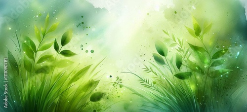 Gentle Gradient Green Watercolor for Spring Projects. Generated with AI	