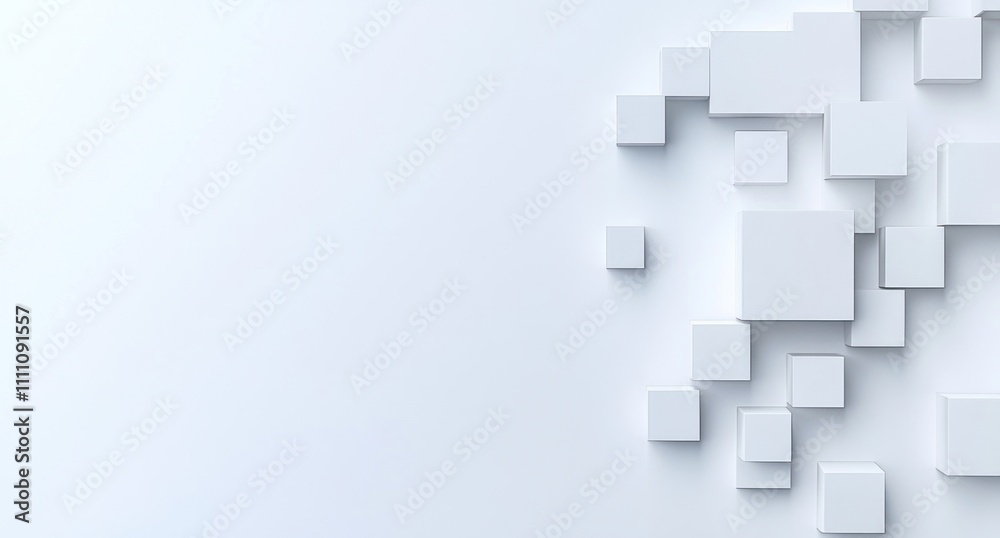 Abstract white cubes on a light background. Abstract white cubes on a light background.