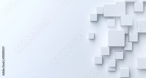 Abstract white cubes on a light background.