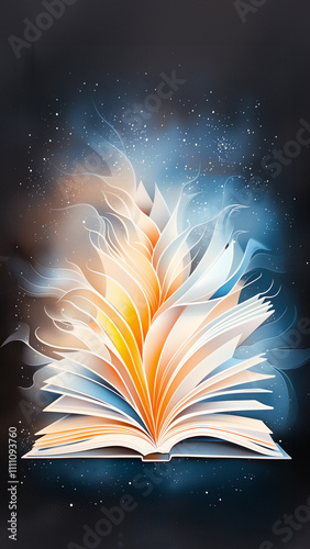 Picture an open book from which a vibrant flower is emerging gracefully, symbolizing the fusion of nature and literature, sparking creativity