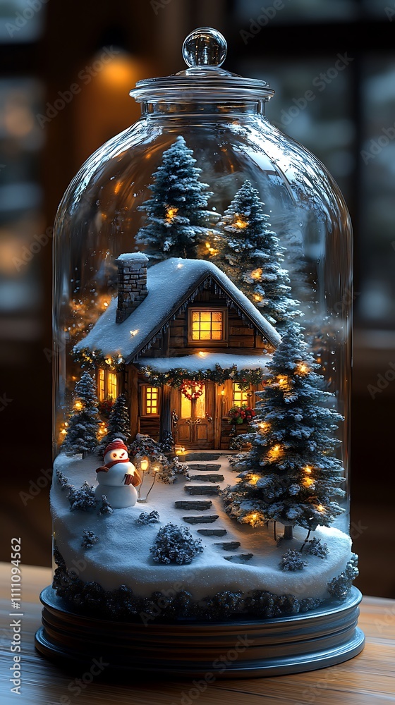 Beautiful christmas jar featuring snowy miniature house and festive holiday charm picture Beautiful christmas jar featuring snowy miniature house and festive holiday charm picture