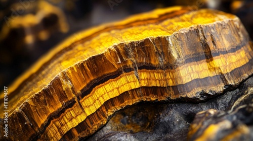 Close-up of Tiger's Eye Stone with Visible Bands
