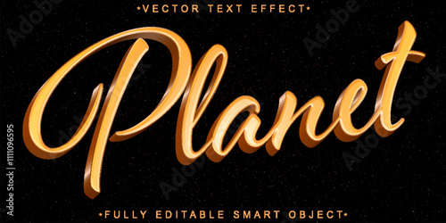 Cartoon Brown Planet Vector Fully Editable Smart Object Text Effect