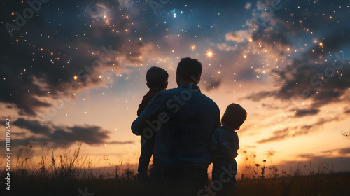 parent and child at sunset