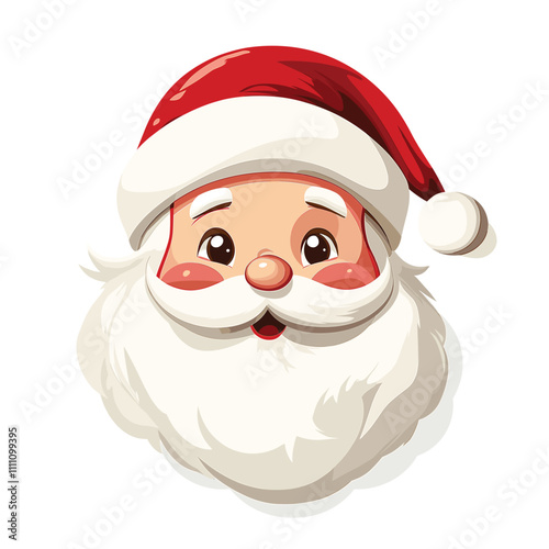 Cute Santa Claus illustration with rosy cheeks and big eyes.