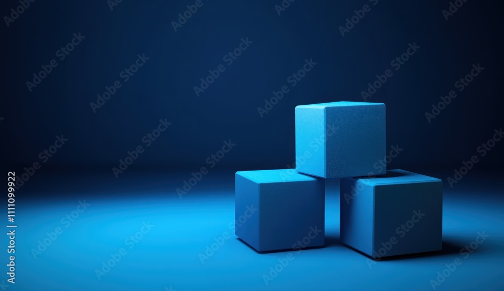 Abstract Blue Cubes Minimalist Composition Abstract Blue Cubes Minimalist Composition