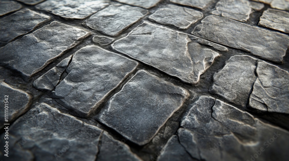 Fototapeta premium Close-up of Rough, Interlocking Stone Pavement