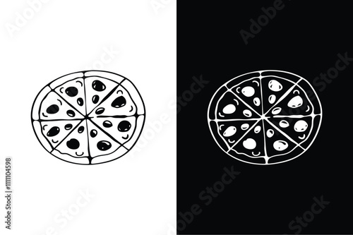 Pizza or pizza fast food icon vector on White Background ,Vector Art Illustration on white background.