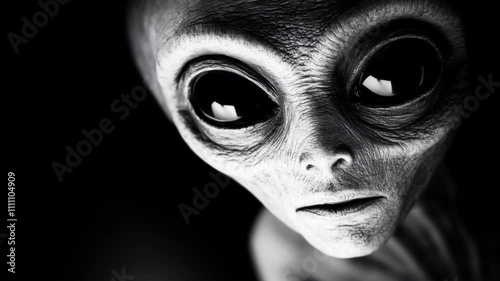 Close up of alien face, UFO
