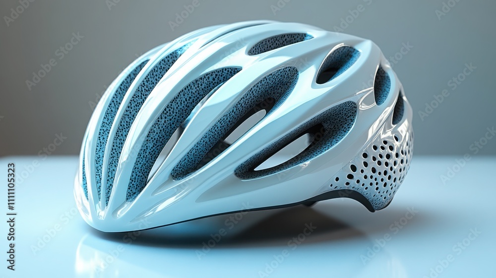 Sleek White Cycling Helmet, Modern Design, Safety Sleek White Cycling Helmet, Modern Design, Safety