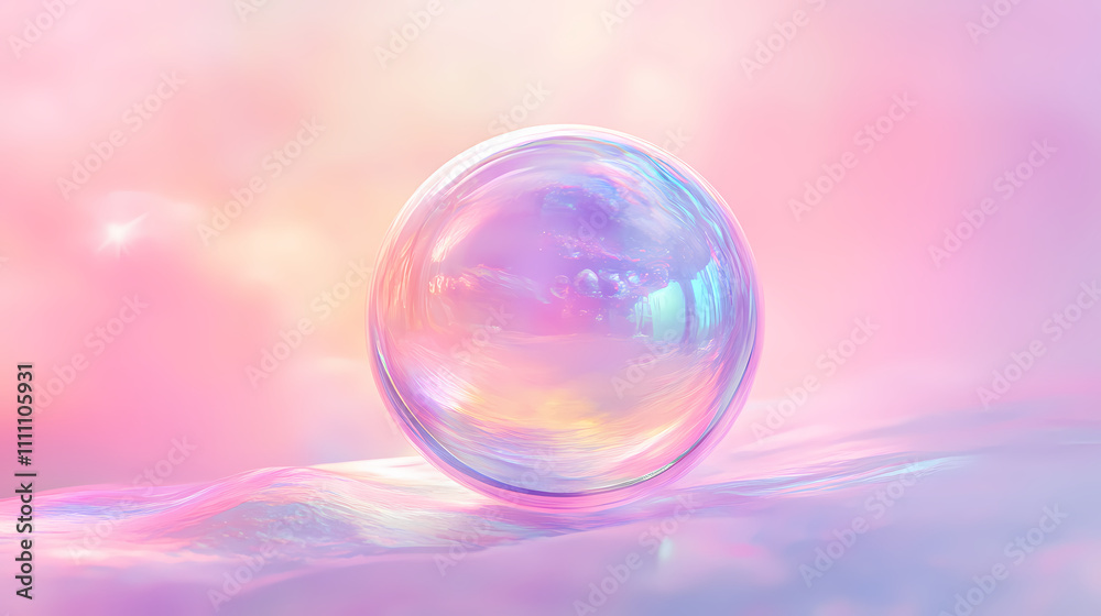 A large iridescent orb on a soft pastel background. Iridescent. Illustration A large iridescent orb on a soft pastel background. Iridescent. Illustration