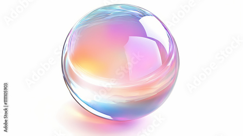 A iridescent glass sphere reflects colorful light. Iridescent. Illustration photo