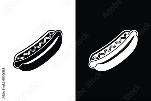 Hot Dog icon vector on White Background ,Vector Art Illustration on white background.