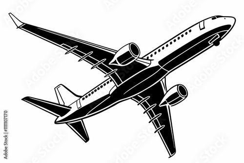 Airplane silhouette vector illustration on white background