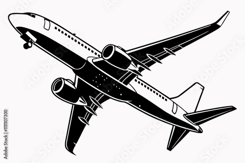 Airplane silhouette vector illustration on white background