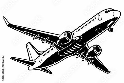 Airplane silhouette vector illustration on white background