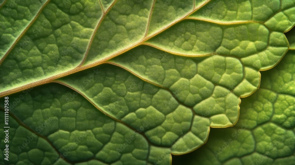 Close-up of a Green Leaf's Veins and Texture Close-up of a Green Leaf's Veins and Texture