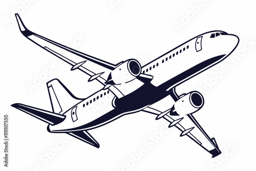 Airplane silhouette vector illustration on white background