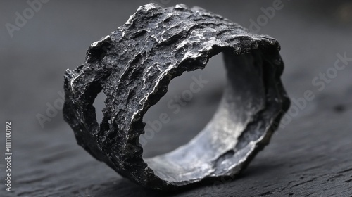 Rough Silver Band Ring with Textured Surface