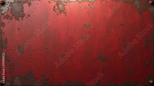 Red Rusted Metal Texture, Peeling Paint, Industrial Background