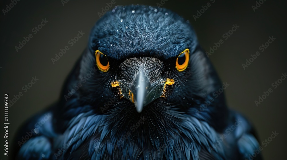 Fototapeta premium crow head isolated on black background close up 