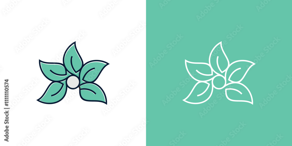 Five leaf line art logo, simple leaf logo Five leaf line art logo, simple leaf logo