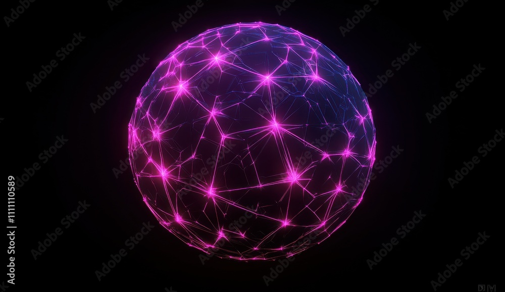 Glowing pink and blue sphere network. Glowing pink and blue sphere network.