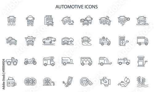Automotive icon set . Automotive pack vector elements for infographic web. with trend color