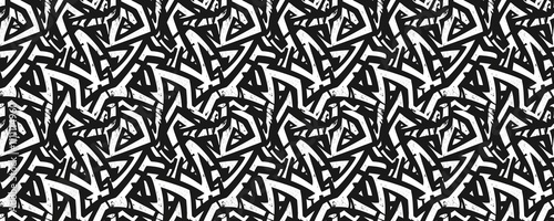 seamless pattern of Abstract black white graffiti urban texture  bold graphic design edgy style 