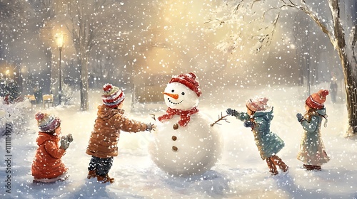 children making snowmen