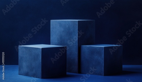 Wallpaper Mural Three blue cubes on a dark blue background, product display. Torontodigital.ca