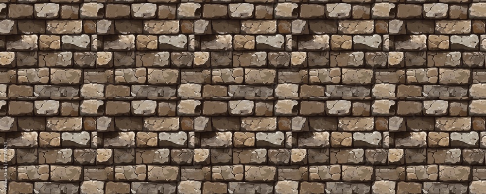 Obraz premium seamless pattern of Stone wall texture brown beige rustic medieval background design