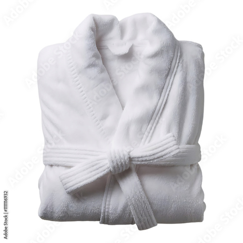 Luxurious white bathrobe with clean, elegant folds.
