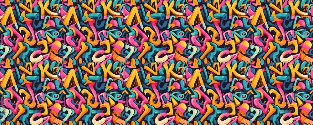 seamless pattern of Abstract graffiti pattern pink yellow vibrant energy street art seamless pattern of Abstract graffiti pattern pink yellow vibrant energy street art
