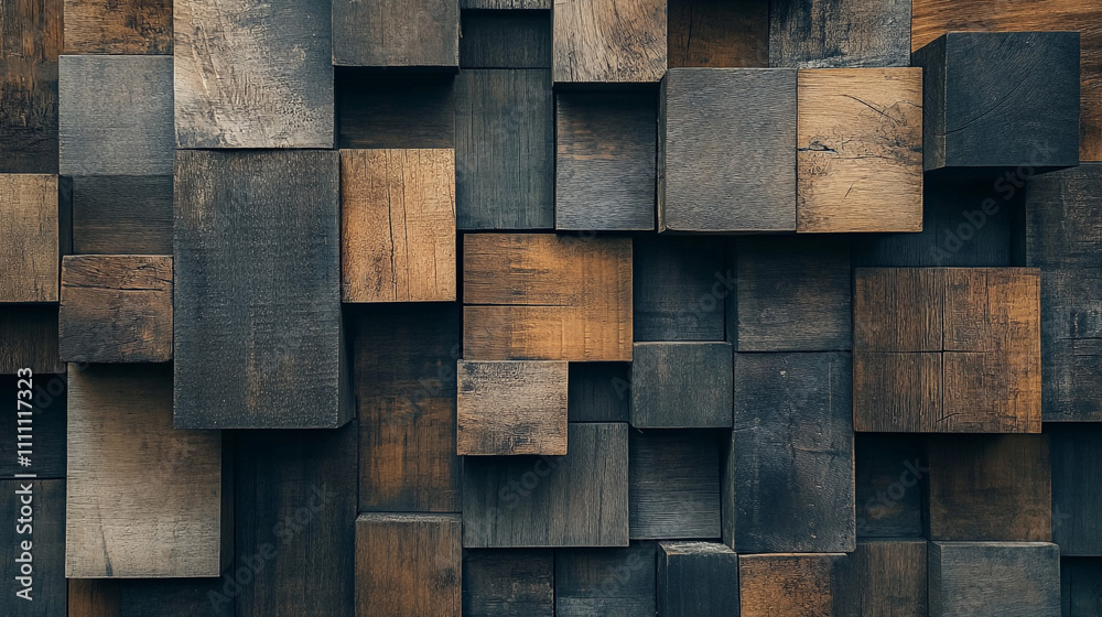Abstract Wooden Blocks Wall Texture Background Rustic Dark Brown Design Abstract Wooden Blocks Wall Texture Background Rustic Dark Brown Design