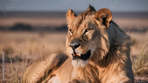 Stunning lion image showcasing the majestic king of the jungle in natural habitats and striking poses. Perfect for wildlife projects and prints. #Lion #WildlifePhotography #Nature